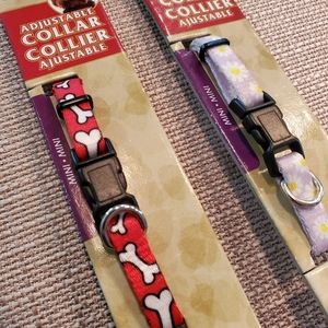 🐕 set of 2 adjustable mini dog collars 6" - 8"